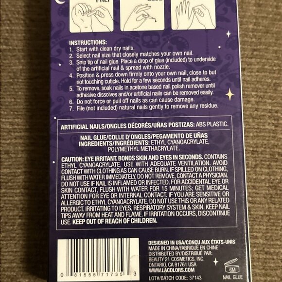 L.A. Colors Artificial Nails Beautifully Bewitched Enchanted Medium Length Almon - Picture 7 of 8